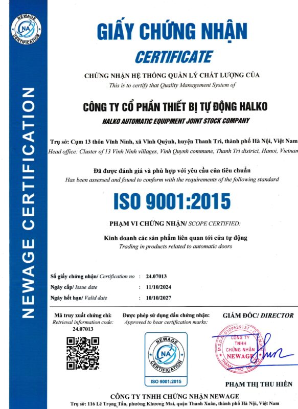 GCN 9001 Halko cua tu dong